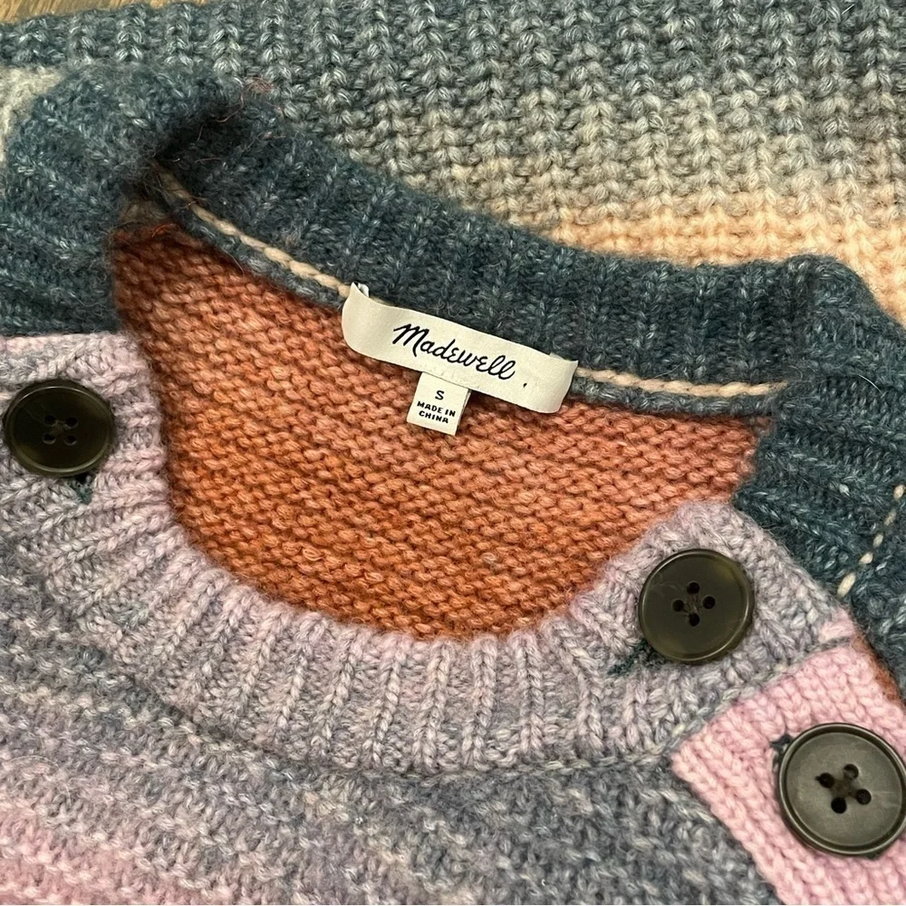 Madewell Fall 2021 Space-Dyed Button-Shoulder Pullover Sweater Small Wool Alpaca